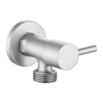 Bathroom Round Brushed Nickel 1/4 Turn Washing Machine Stop Tap(One Piece)
