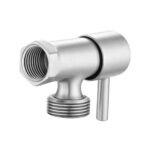 Bathroom Round Brushed Nickel 1/4 Turn Washing Machine Stop Tap(One Piece)