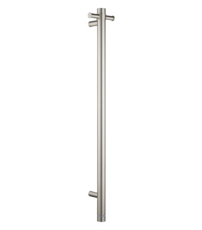 Round Vertical Brushed Nickel Electric Heated Towel Rack Single Bar(with Timer)