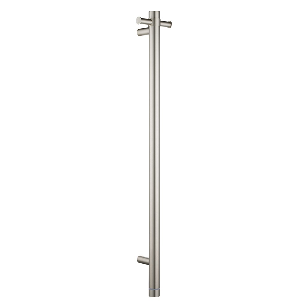 Round Vertical Brushed Nickel Electric Heated Towel Rack Single Bar(with Timer) 1 Round Vertical Brushed Nickel Electric Heated Towel Rack Single Bar(with Timer)