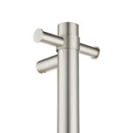 Round Vertical Brushed Nickel Electric Heated Towel Rack Single Bar(with Timer)