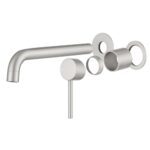 LUCID PIN Series Brushed Nickel Spout Mixer Trim Kit Only With Separate 60mm Cover Plate (match CLPS)