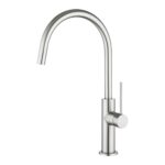 Brushed Nickel Standard Slim Stainless Steel Kitchen Mixer With 360° Swivel Spout
