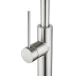 Brushed Nickel Standard Slim Stainless Steel Kitchen Mixer With 360° Swivel Spout