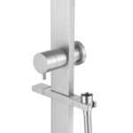 Square Brushed Nickel Shower Station without Shower Head and Handheld Shower(Wide Rail,PVC Hose)