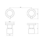 Round Light Brushed Brass Shower Wall Taps