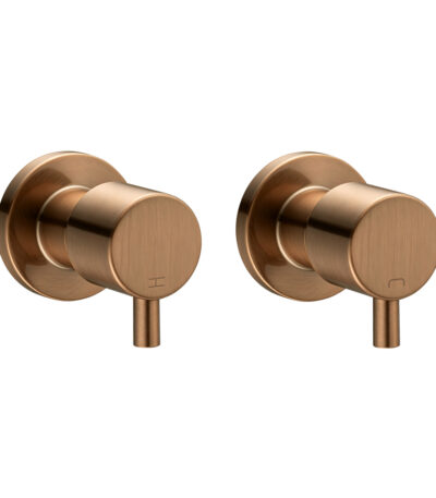 Round Brushed Copper Shower Wall Taps