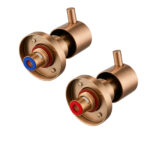 Round Brushed Copper Shower Wall Taps