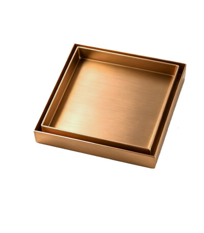 120*120mm Brushed Copper Stainless Steel Tile Insert Floor Drain(80mm Outlet)