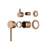 LUCID PIN Series Brushed Copper Diverter Mixer Trim Kit With Separate Cover Plate (match CLPD)