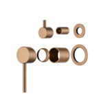 LUCID PIN Series Brushed Copper Diverter Mixer Trim Kit With Separate Cover Plate (match CLPD)