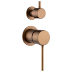 LUCID PIN Series Brushed Copper Diverter Mixer Trim Kit With Separate Cover Plate (match CLPD)