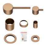 LUCID PIN Series Brushed Copper Diverter Mixer Trim Kit With Separate Cover Plate (match CLPD)