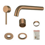 LUCID PIN Series Brushed Copper Spout Mixer Trim Kit Only With Separate 60mm Cover Plate (match CLPS)
