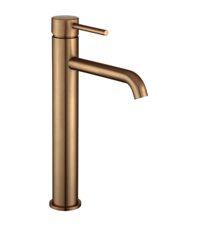 LUCID PIN Series Round Brushed Copper Tall Basin Mixer