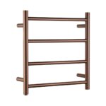 Round Light Brushed Copper Electric Heated Towel Rack 4 Bars