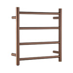 Round Light Brushed Copper Electric Heated Towel Rack 4 Bars