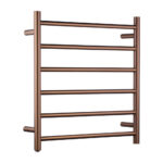 Round Brushed Copper Electric Heated Towel Rack 6 Bars
