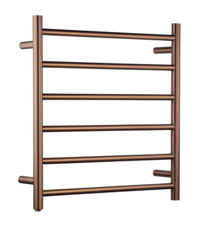 Round Brushed Copper Electric Heated Towel Rack 6 Bars