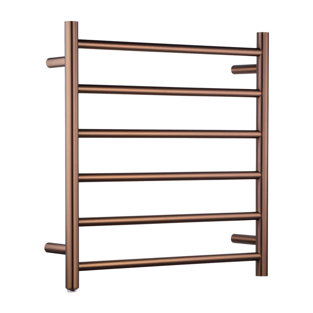 Round Brushed Copper Electric Heated Towel Rack 6 Bars 1 Round Brushed Copper Electric Heated Towel Rack 6 Bars