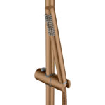 Round Brushed Copper Stainless Steel Rail with Handheld Shower,Fixed Wall Connector Set
