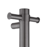 Round Vertical Brushed Gun Metal Grey Electric Heated Towel Rack Single Bar(with Timer)