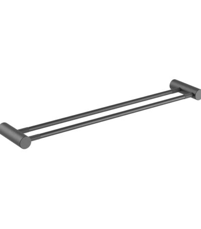 CADDENCE - 600mm Brushed Gunmetal Double Towel Rail