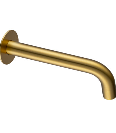LUCID PIN Series 180mm Round Brushed Brass Bathtub/Basin Wall Spout(60mm Flat Back Plate)