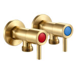 Round Brushed Brass Water Stop Valves (One Pair)