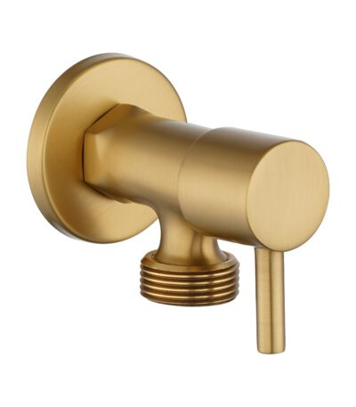 Bathroom Round Brushed Brass 1/4 Turn Washing Machine Stop Tap(One Piece)