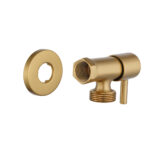 Bathroom Round Brushed Brass 1/4 Turn Washing Machine Stop Tap(One Piece)