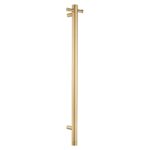 Round Vertical Brushed Brass Electric Heated Towel Rack Single Bar(with Timer)