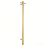 Round Vertical Brushed Brass Electric Heated Towel Rack Single Bar