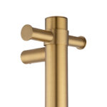 Round Vertical Brushed Brass Electric Heated Towel Rack Single Bar(with Timer)