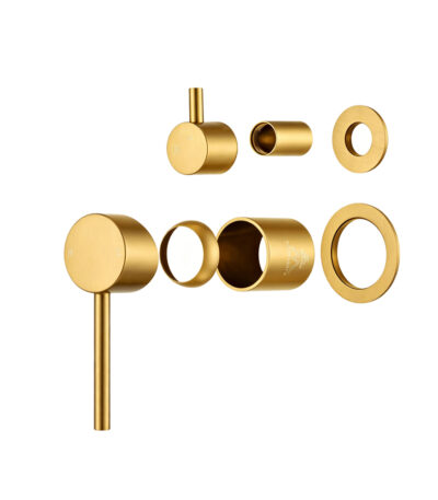 LUCID PIN Series Brushed Brass Diverter Mixer Trim Kit With Separate Cover Plate (match CLPD)