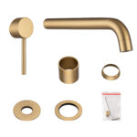 LUCID PIN Series Brushed Brass Spout Mixer Trim Kit Only With Separate 60mm Cover Plate (match CLPS)