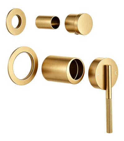 CADDENCE Series Brushed Brass Wall Mixer with Diverter Trim Kit(Separate Cover Plate,match CLPD)