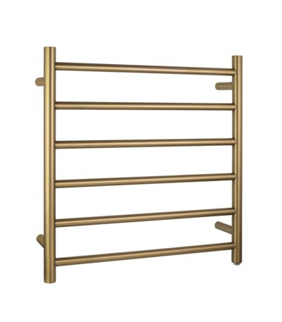 Brushed Brass Heated Towel Rack 6 Bars