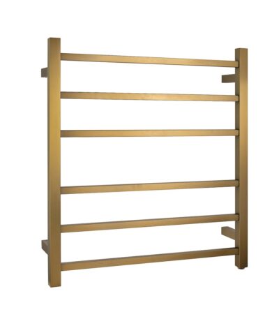 Brushed Brass Heated Towel Rack 6 Bars