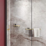 Brushed Brass Shower Rail with Handheld Shower