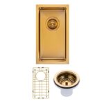 250x450x215mm Brushed Brass Stainless Steel PVD Single Bowl Kitchen Sink
