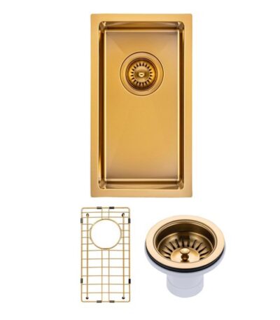 250x450x215mm Brushed Brass Stainless Steel PVD Single Bowl Kitchen Sink
