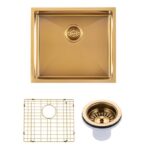 500x440x230mm Brushed Brass Stainless Steel PVD Single Bowl Kitchen Sink