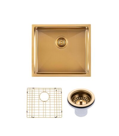 510x450x230mm Brushed Brass Stainless Steel PVD Single Bowl Kitchen Sink