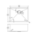 600x450x230mm Brushed Brass Stainless Steel PVD Single Bowl Kitchen Sink