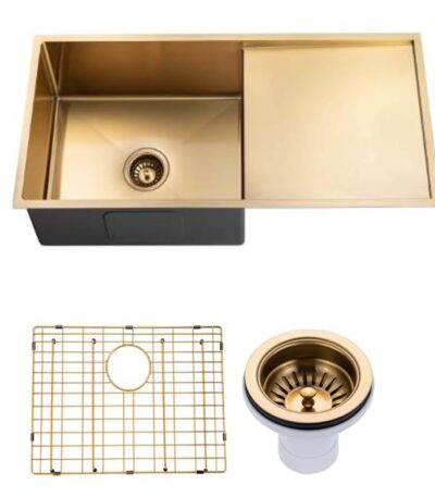 960x450x230mm Brushed Brass Stainless Steel PVD Single Bowl Kitchen Sink