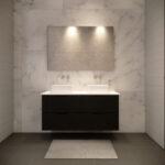 Bali 1200mm Matte Black Wall Hung Fluted Vanity (Double Bowls)
