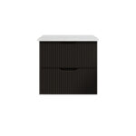 Bali 600mm Matt Black Wall Hung Fluted Vanity Cabinet