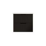 Bali 600mm Matt Black Wall Hung Fluted Vanity Cabinet
