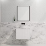 Bali 750mm Matte White Wall Hung Fluted Vanity